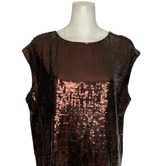 Anthropologie Maeve Kara Sequins Dress Plus 1X Wine Shift Cap Sleeve Short Hem - Picture 10 of 16